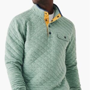 Faherty Epic Quilted Fleece Pullover - Teal Waters Melange - Men's Large